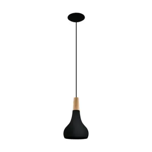 Sabinar Small Black and Natural Timber Pendant