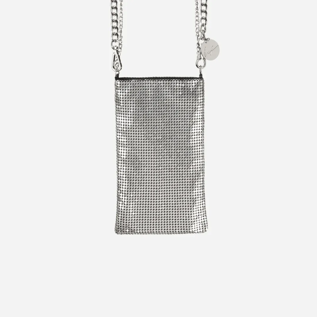 Salome Silver Phone Shoulder Bag