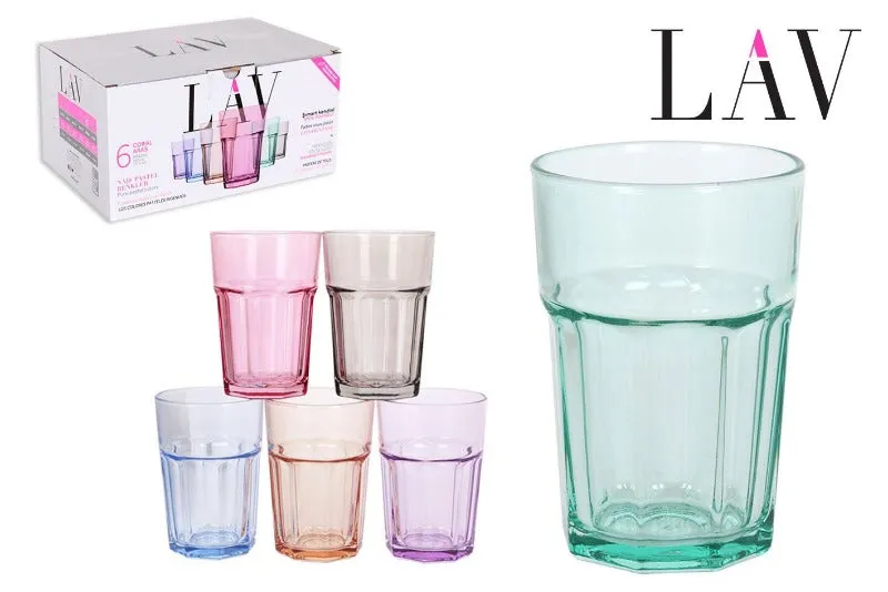 Set 6 vasos refresco 365cl color pastel