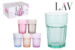 Set 6 vasos refresco 365cl color pastel