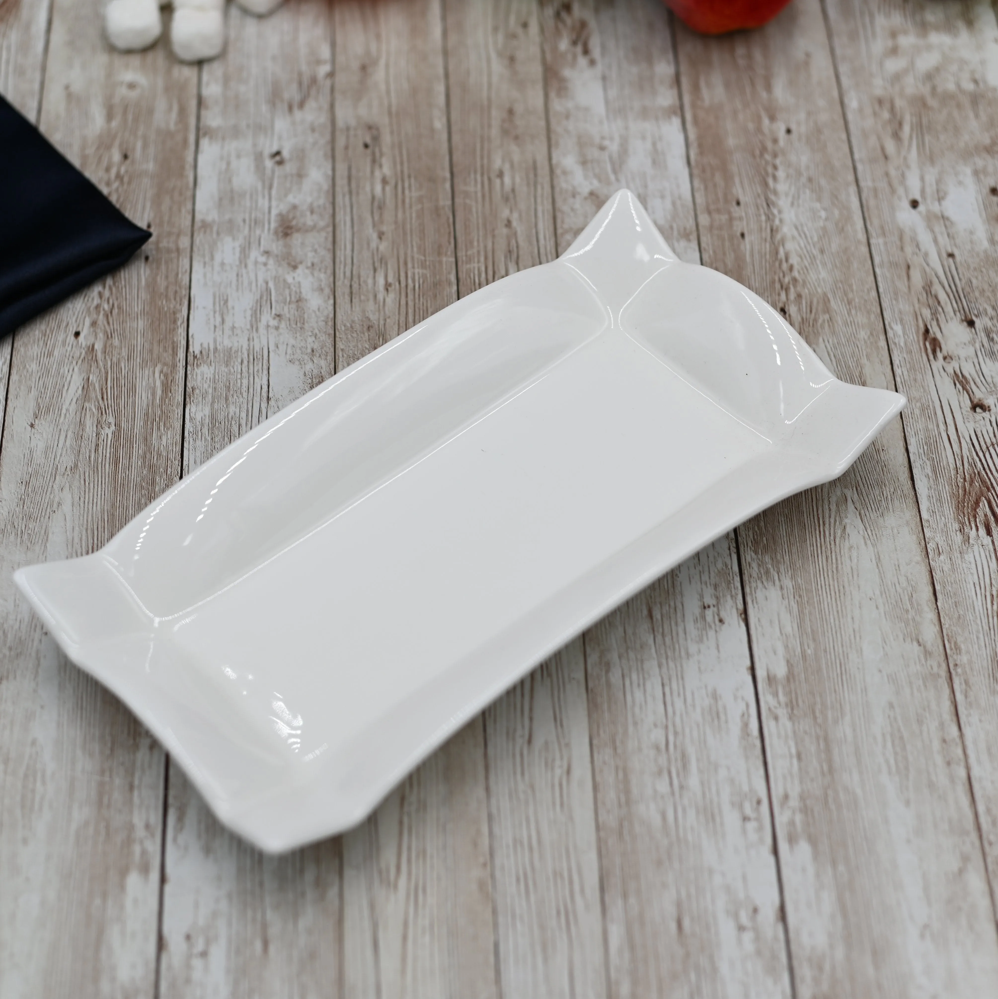 Set Of 6 White Rectangle Platter 10" inch X 5" inch | 25 X 12 Cm