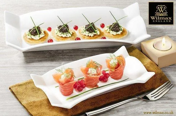 Set Of 6 White Rectangle Platter 10" inch X 5" inch | 25 X 12 Cm