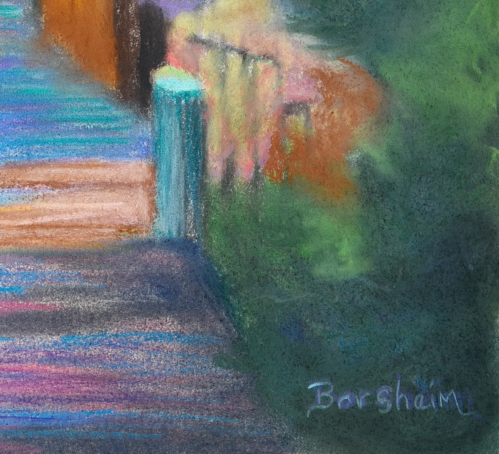 Settignano Purple Tree, Tuscany, Italy pastel art