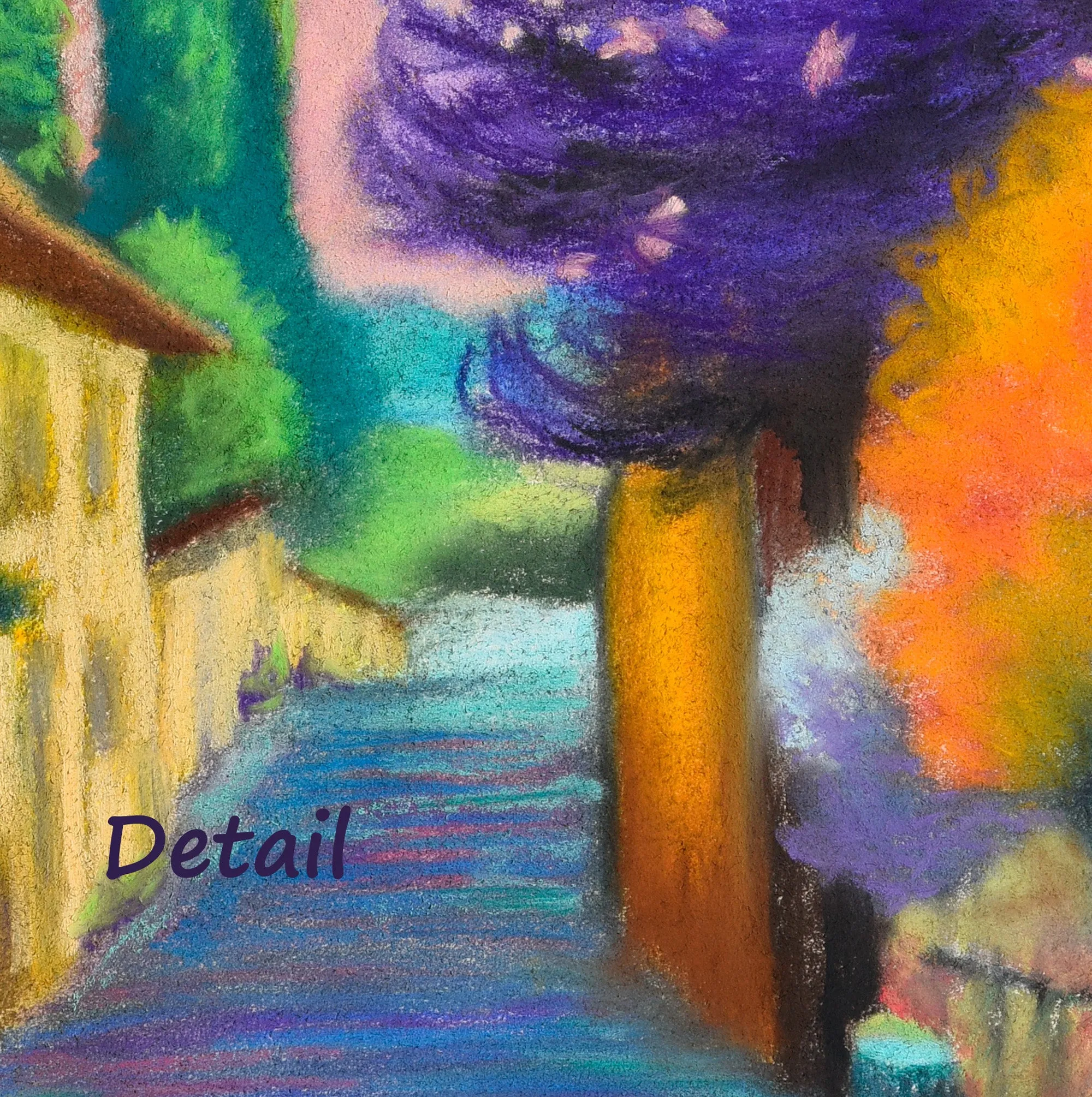 Settignano Purple Tree, Tuscany, Italy pastel art