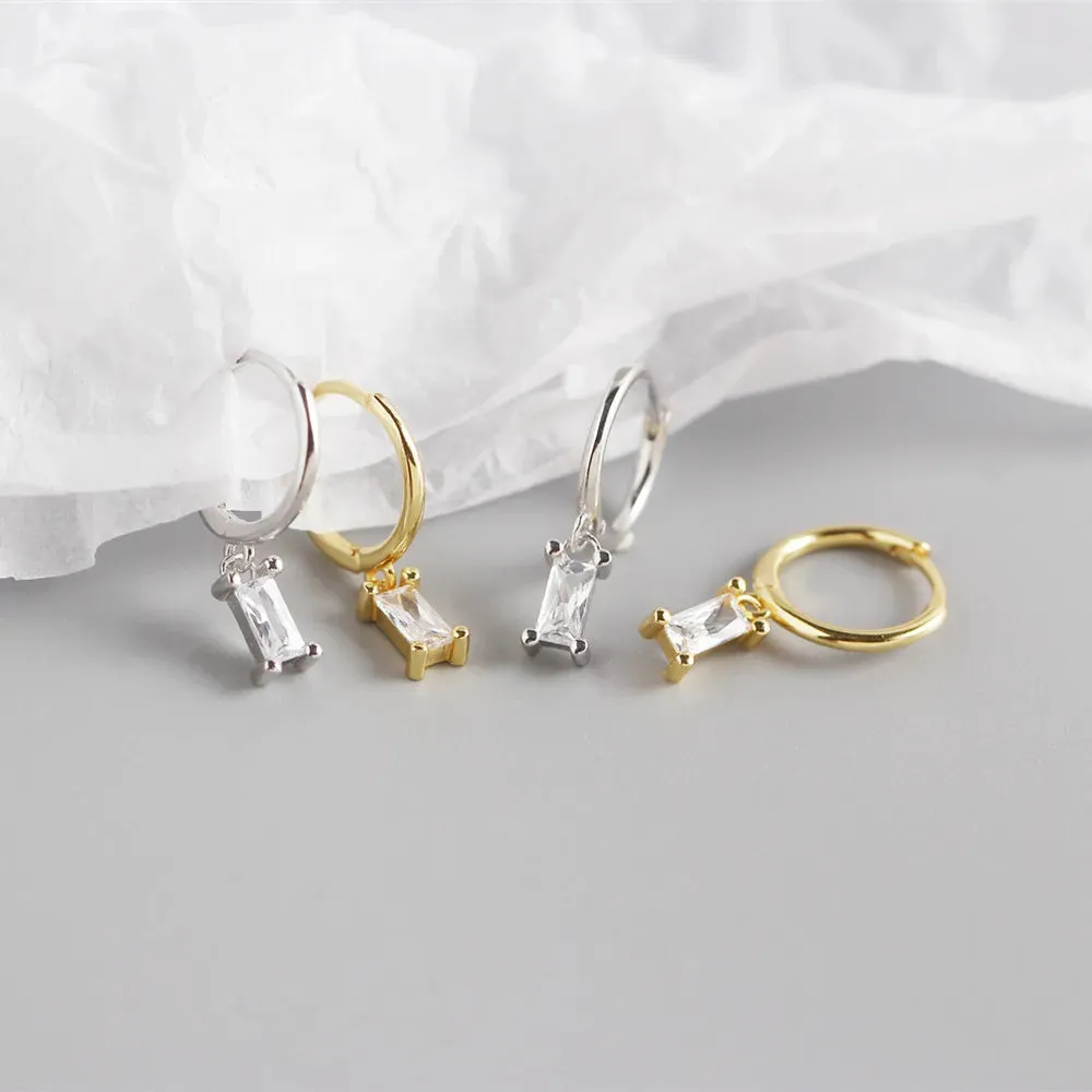 Silver Earrings Set Round/Rectangular/Marquise/Plum Shaped Earrings