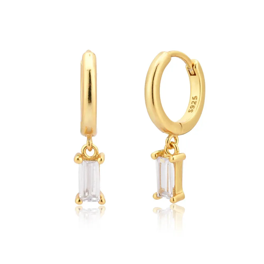 Silver Earrings Set Round/Rectangular/Marquise/Plum Shaped Earrings