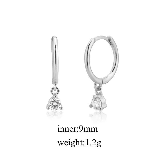 Silver Earrings Set Round/Rectangular/Marquise/Plum Shaped Earrings