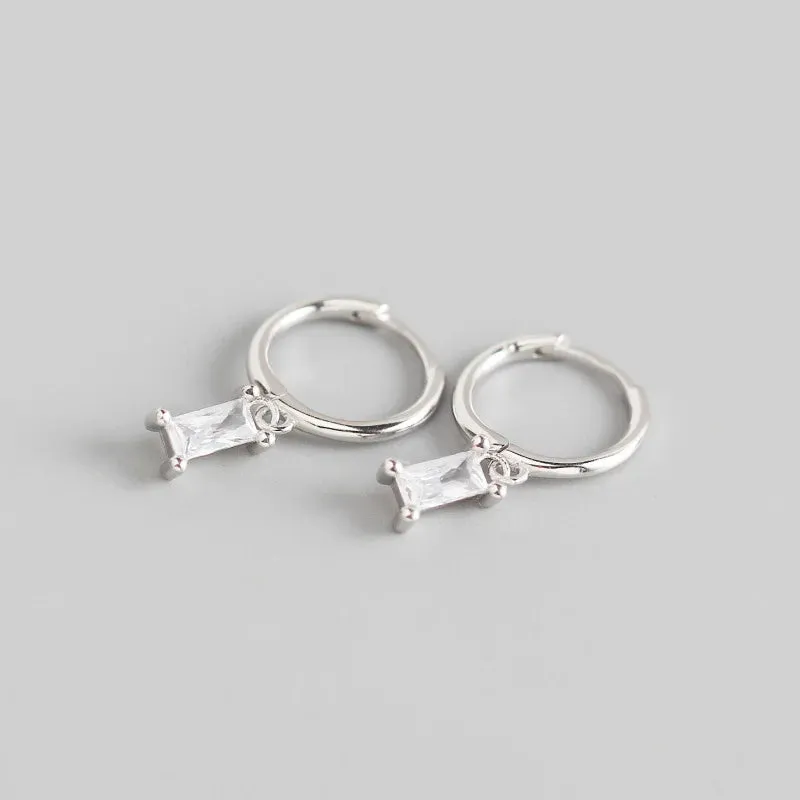 Silver Earrings Set Round/Rectangular/Marquise/Plum Shaped Earrings