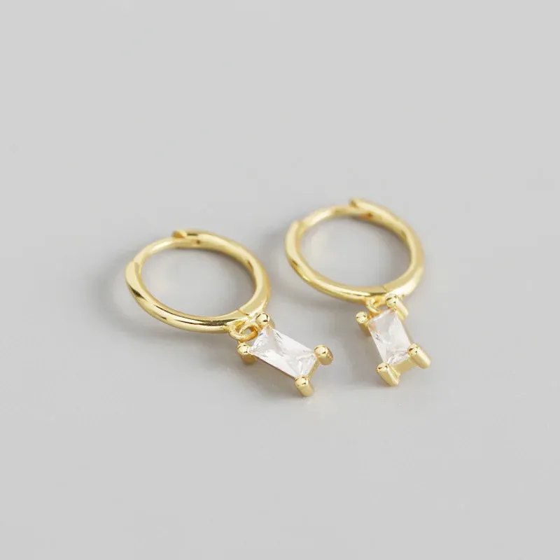 Silver Earrings Set Round/Rectangular/Marquise/Plum Shaped Earrings
