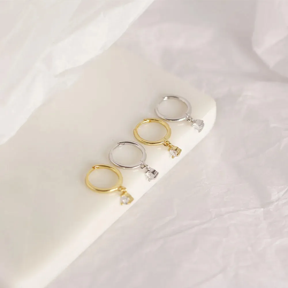Silver Earrings Set Round/Rectangular/Marquise/Plum Shaped Earrings