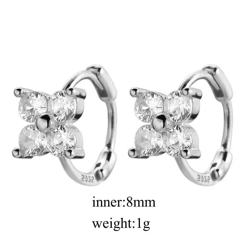 Silver Earrings Set Round/Rectangular/Marquise/Plum Shaped Earrings