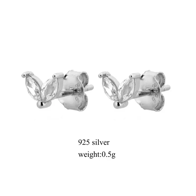 Silver Earrings Set Round/Rectangular/Marquise/Plum Shaped Earrings