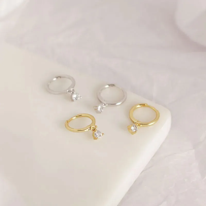 Silver Earrings Set Round/Rectangular/Marquise/Plum Shaped Earrings