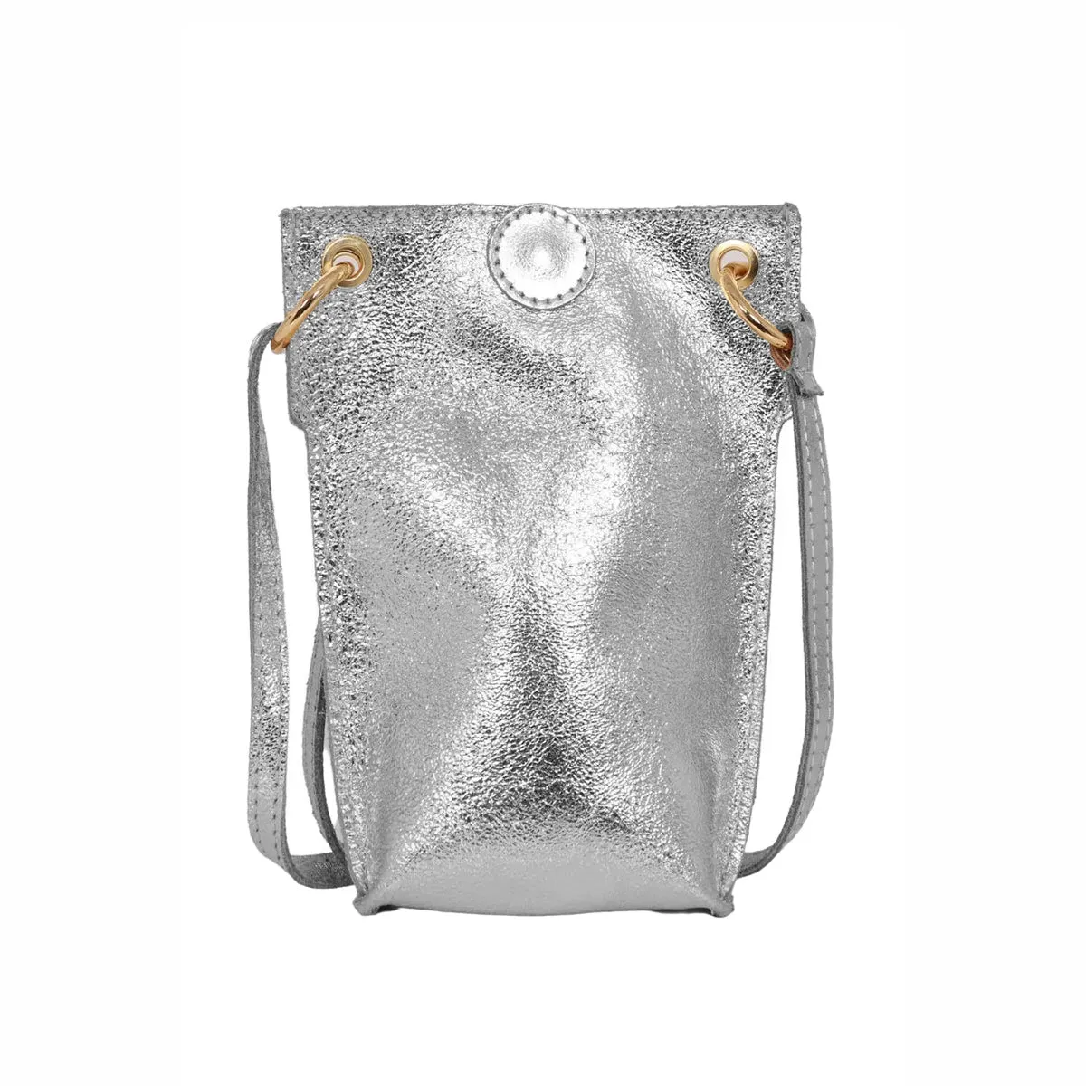 Silver Leather Pouch Disco Bag