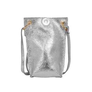 Silver Leather Pouch Disco Bag