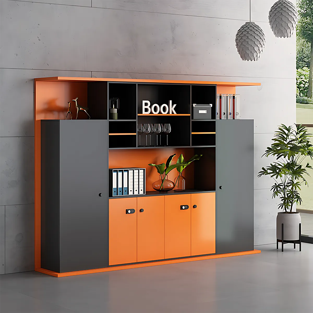 Simple Modern Light Luxury Orange Lacquer President Boss Office Desk