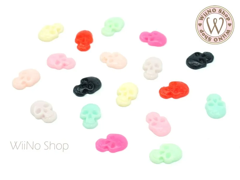 Skull Mix Color Nail Art Cabochons - 10 pcs