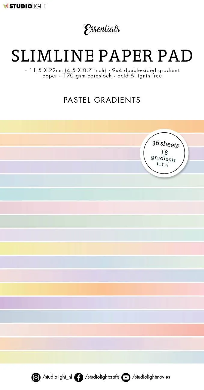 SL Paper Pad Double Sided Gradient Pastel Slimline Essentials 115x220x5mm 36 sh nr.30