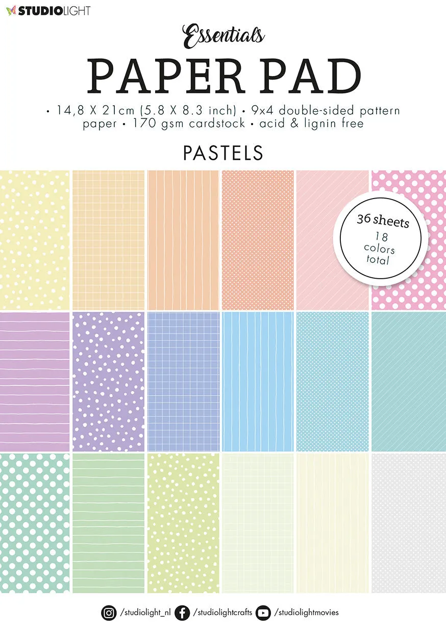 SL Paper Pad Double Sided Unicolor Patterns Pastel Essentials 210x148x9mm 36 SH nr.40