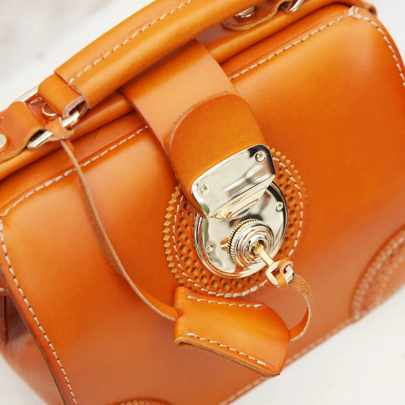Small Leather Female Doctor Satchel Bags Purse Handbag Shoulder Bag for Women