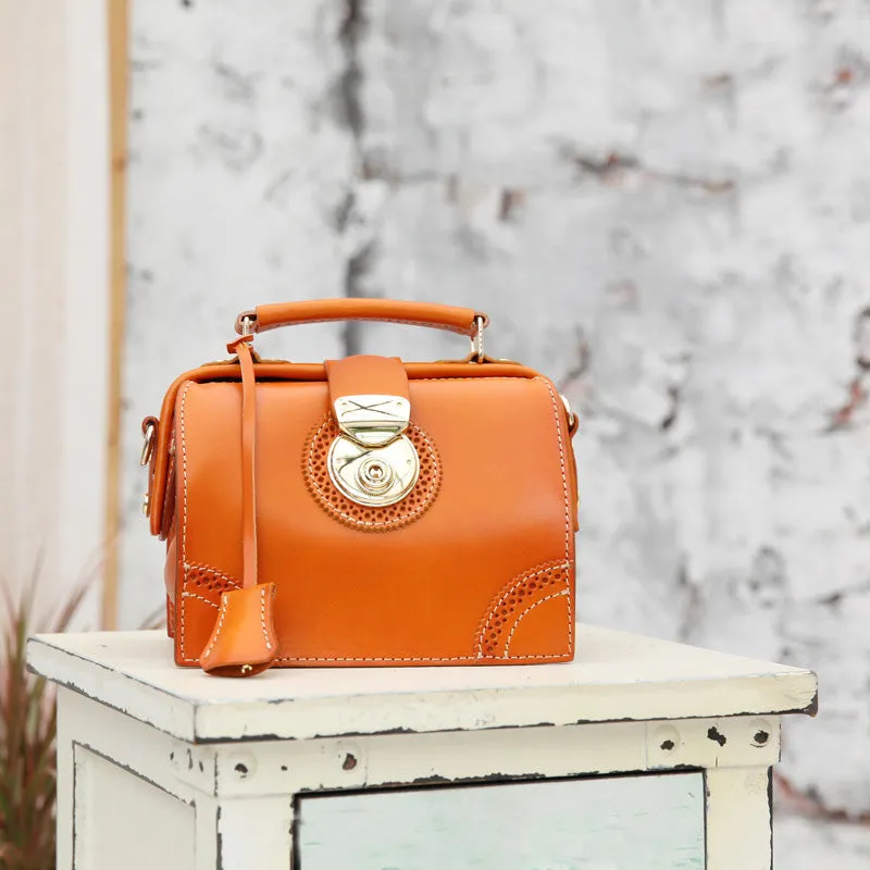 Small Leather Female Doctor Satchel Bags Purse Handbag Shoulder Bag for Women