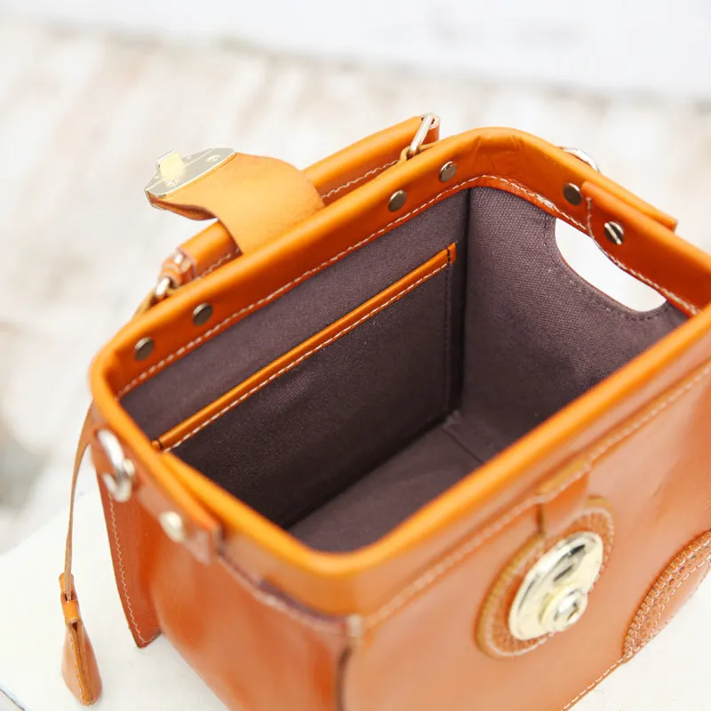 Small Leather Female Doctor Satchel Bags Purse Handbag Shoulder Bag for Women