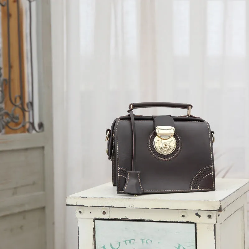 Small Leather Female Doctor Satchel Bags Purse Handbag Shoulder Bag for Women