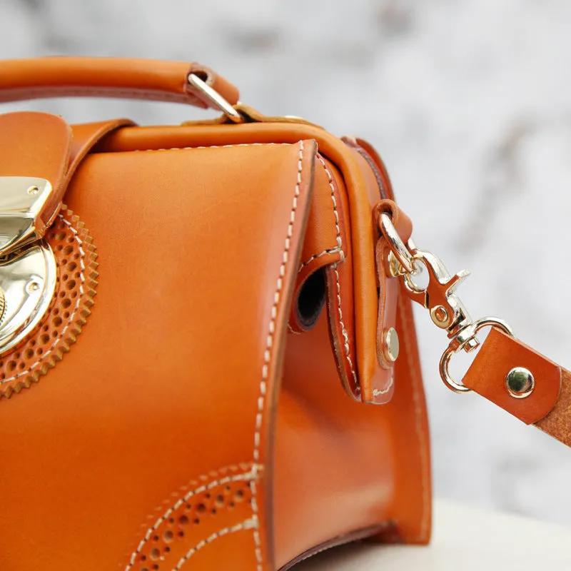 Small Leather Female Doctor Satchel Bags Purse Handbag Shoulder Bag for Women