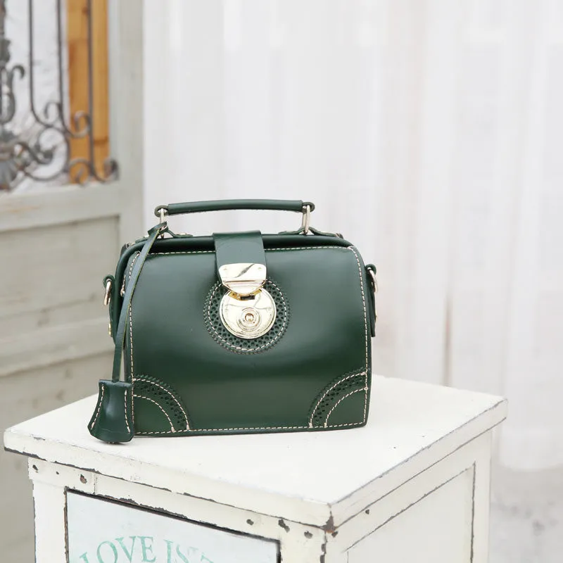 Small Leather Female Doctor Satchel Bags Purse Handbag Shoulder Bag for Women