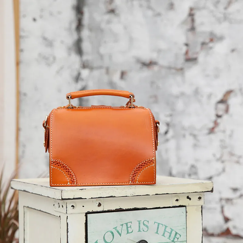 Small Leather Female Doctor Satchel Bags Purse Handbag Shoulder Bag for Women