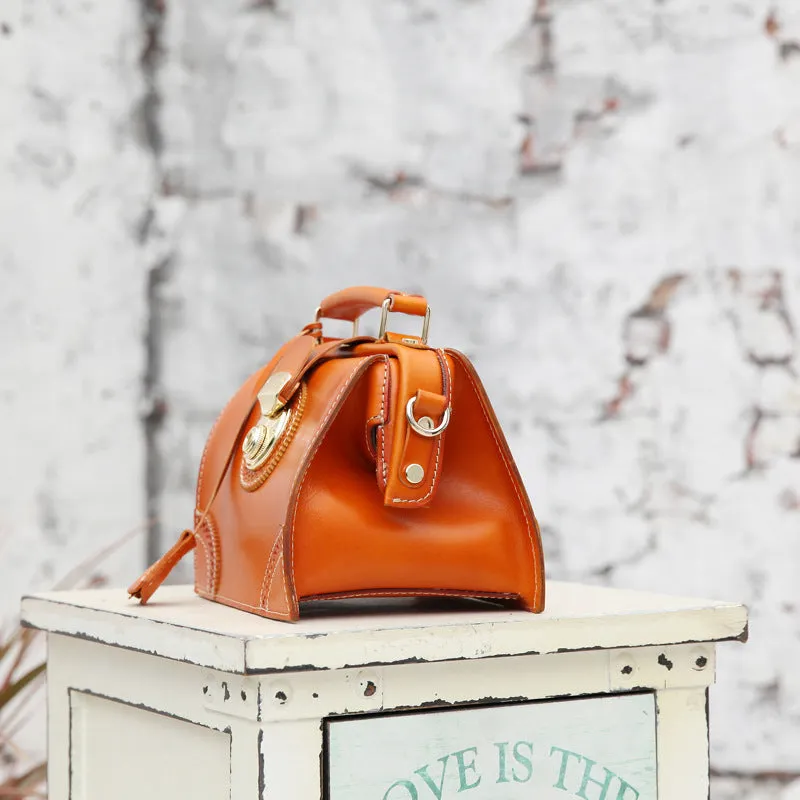 Small Leather Female Doctor Satchel Bags Purse Handbag Shoulder Bag for Women