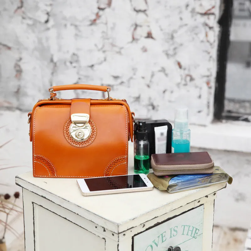 Small Leather Female Doctor Satchel Bags Purse Handbag Shoulder Bag for Women