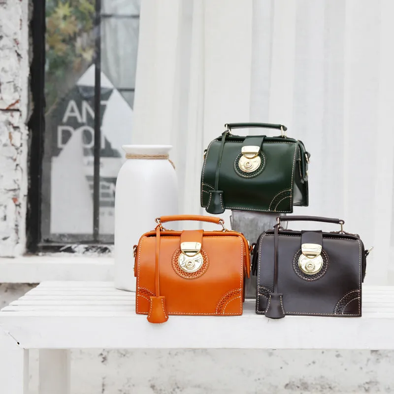Small Leather Female Doctor Satchel Bags Purse Handbag Shoulder Bag for Women