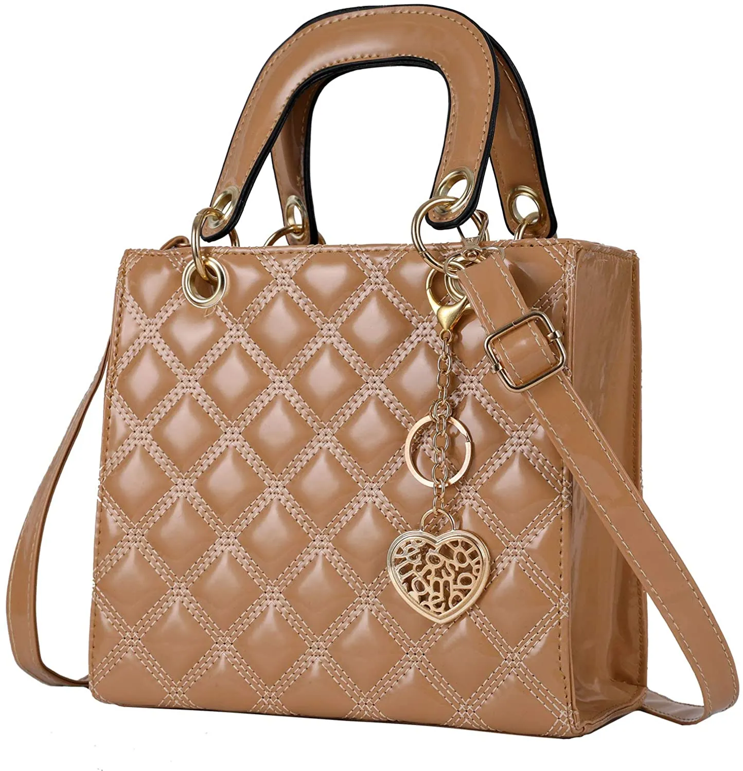 Small Pink Pu Patent Leather Ladies Chain Top Handle Satchel Handbag