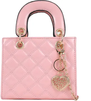 Small Pink Pu Patent Leather Ladies Chain Top Handle Satchel Handbag