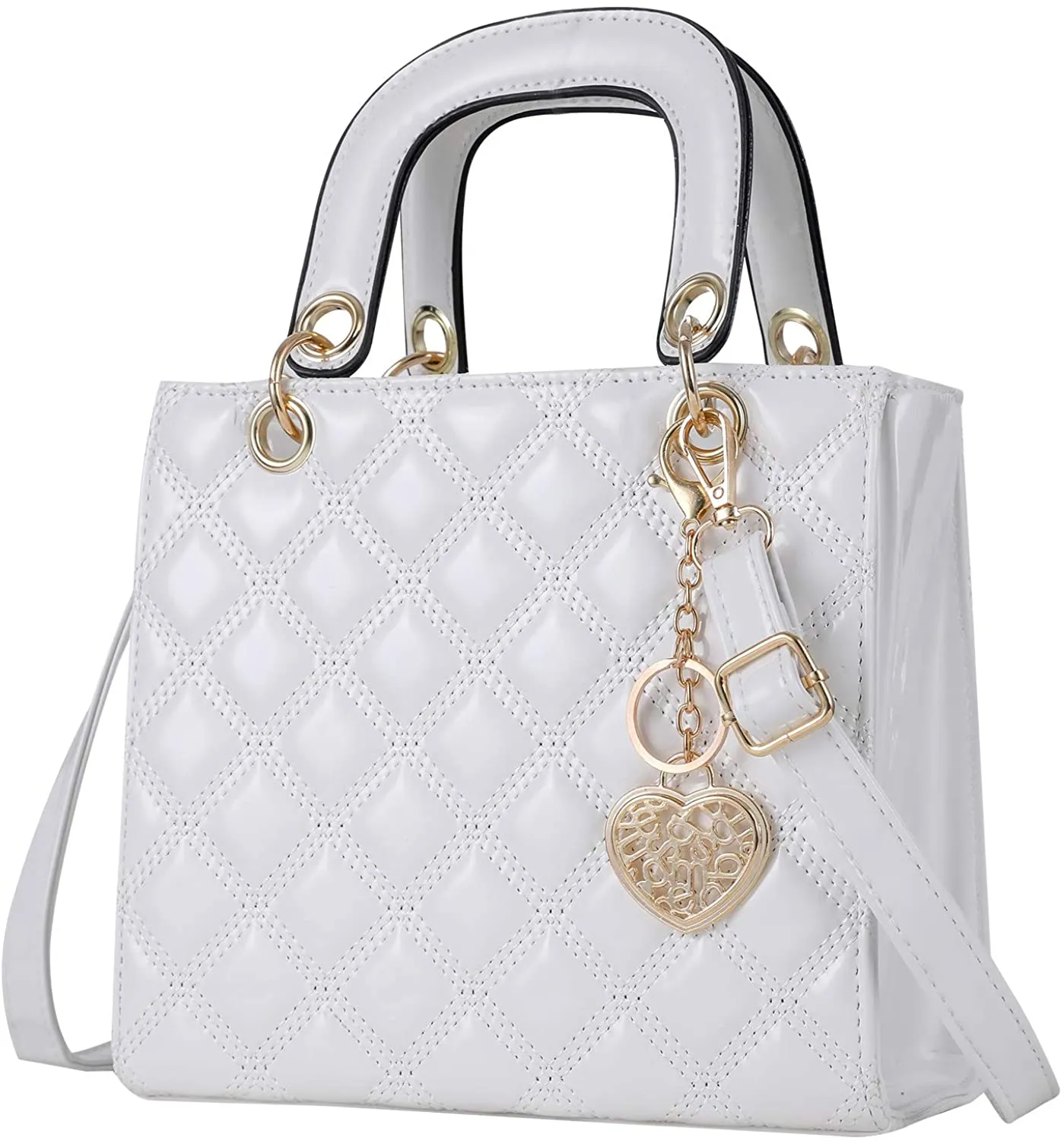 Small Pink Pu Patent Leather Ladies Chain Top Handle Satchel Handbag