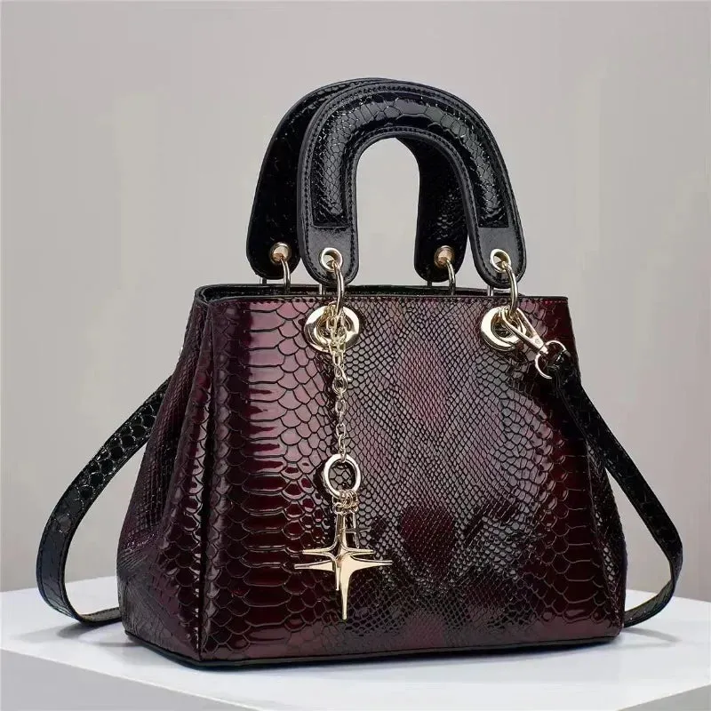 Snake Patterned Leather Handbag