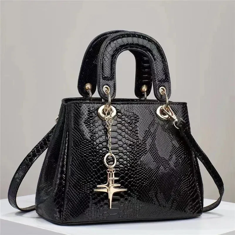 Snake Patterned Leather Handbag