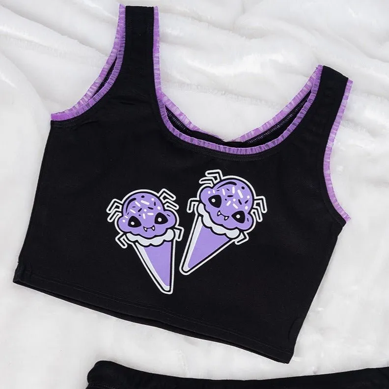 Spider I-Scream Purple Lace Crop Cami