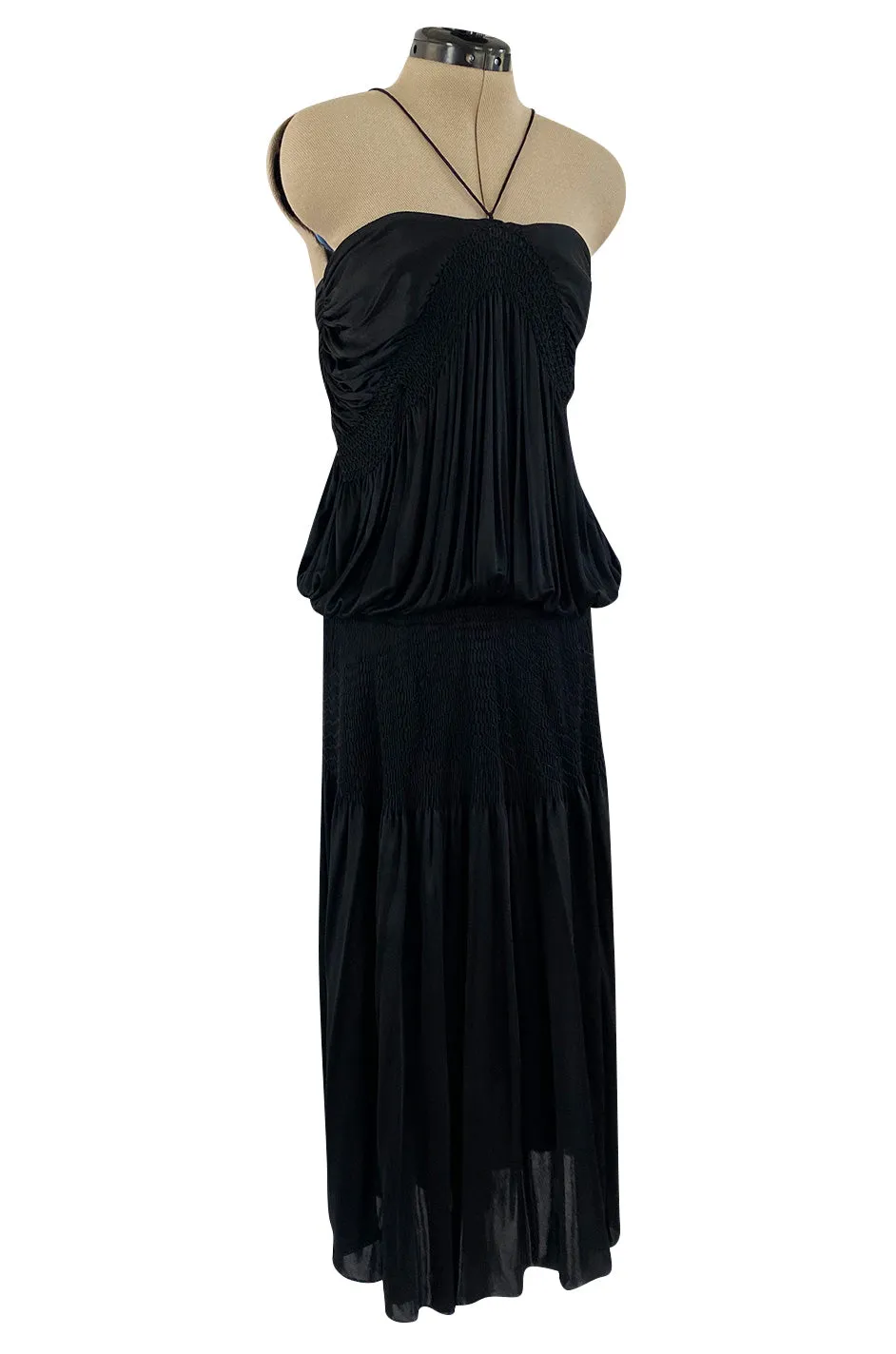 Spring 2004 Chloe By Phoebe Philo Black Slinky Nylon Jersey Runway Halter Dress