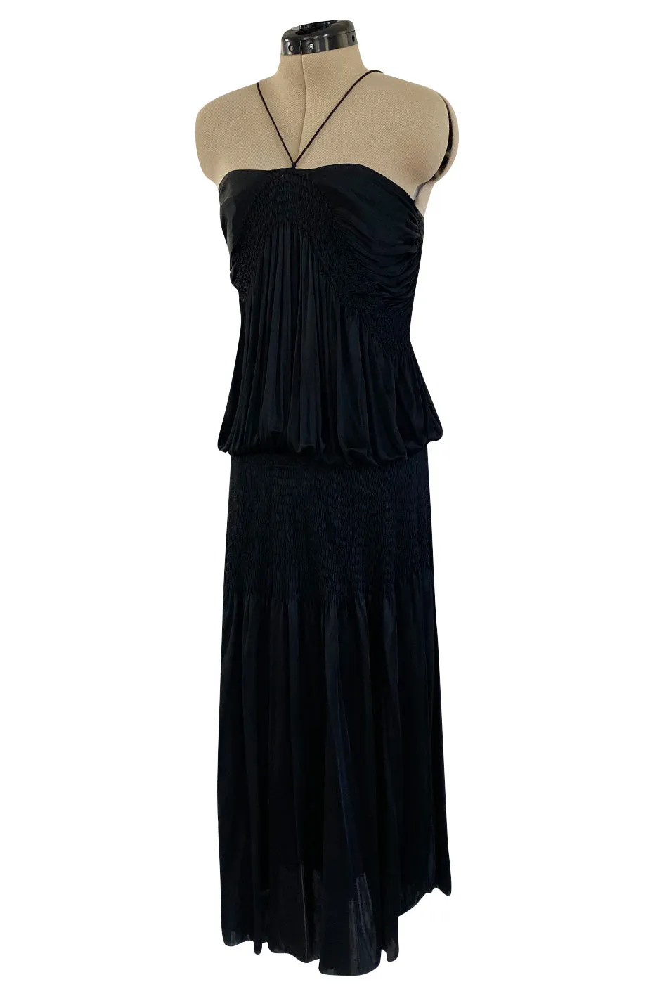 Spring 2004 Chloe By Phoebe Philo Black Slinky Nylon Jersey Runway Halter Dress