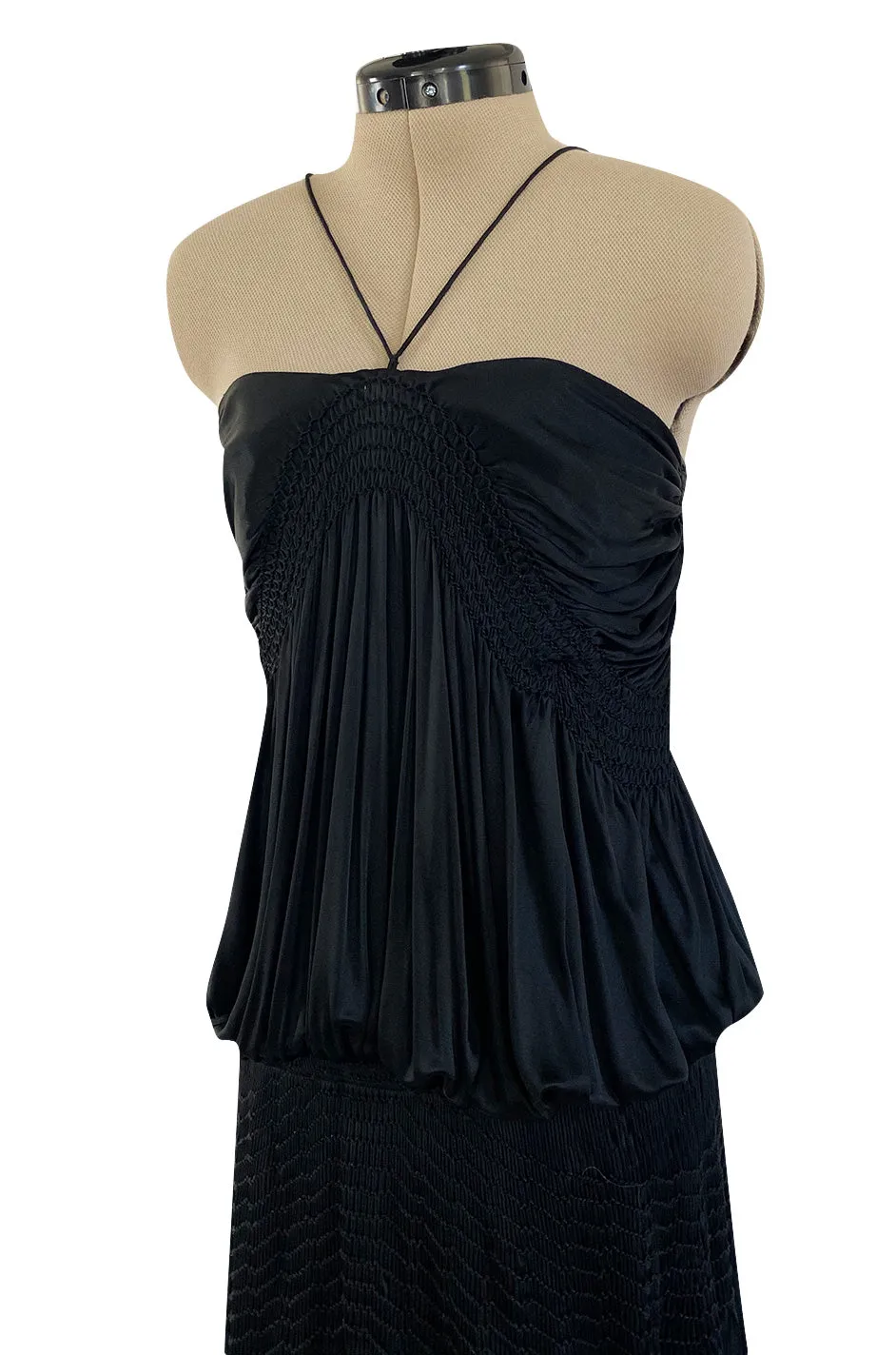 Spring 2004 Chloe By Phoebe Philo Black Slinky Nylon Jersey Runway Halter Dress