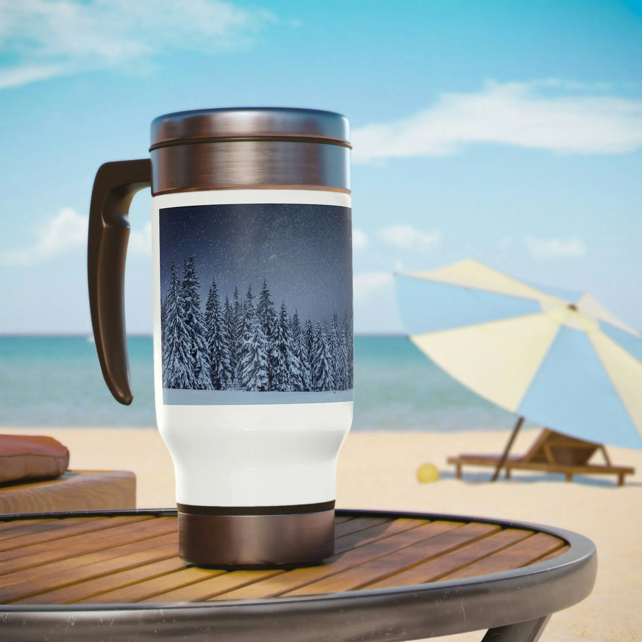 Stainless Steel Travel Mug with Handle, 14oz