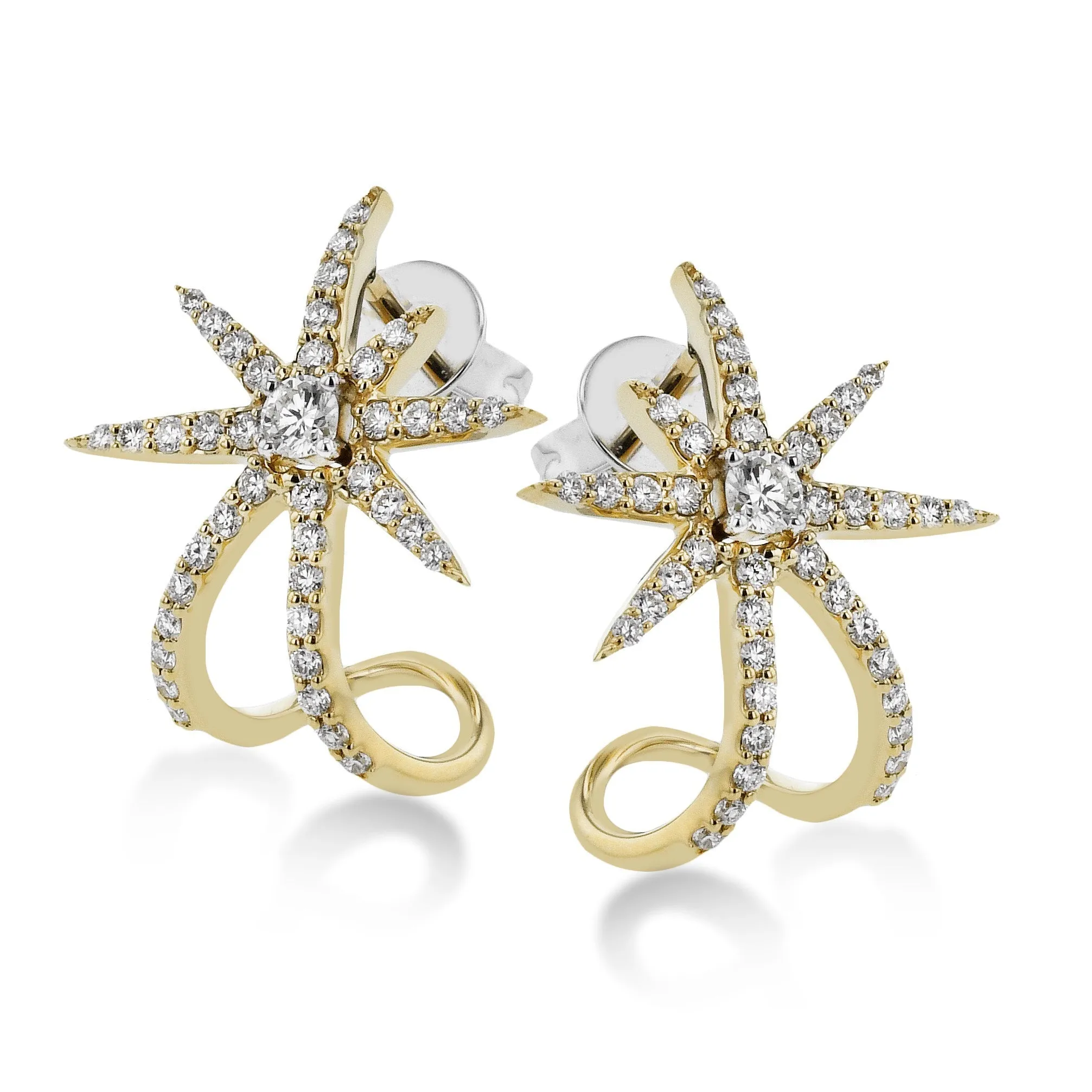 Starburst Earrings in 18k Gold with Diamonds