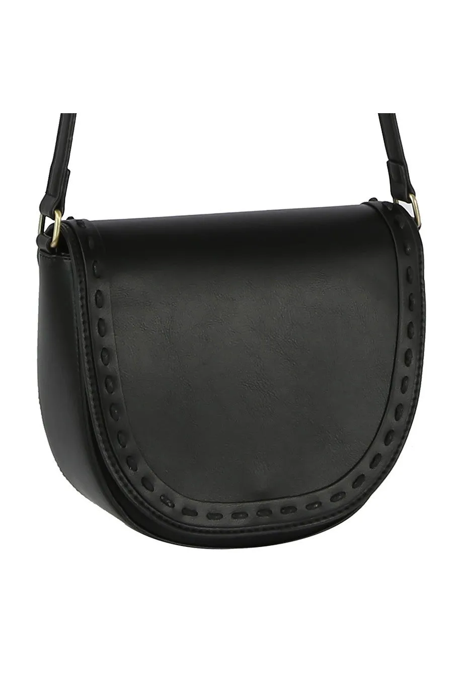 Stitch Flap Saddle Crossbody Bag