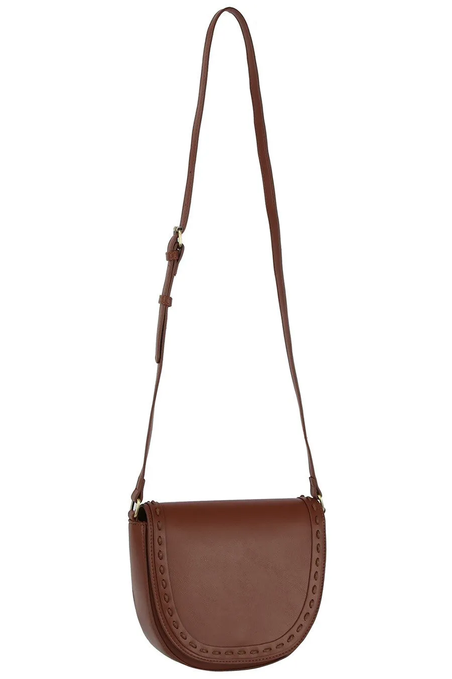 Stitch Flap Saddle Crossbody Bag
