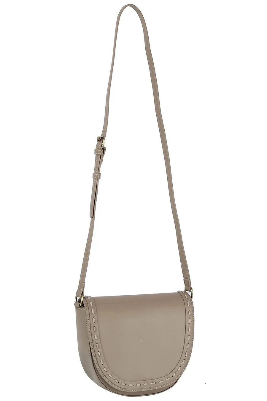 Stitch Flap Saddle Crossbody Bag