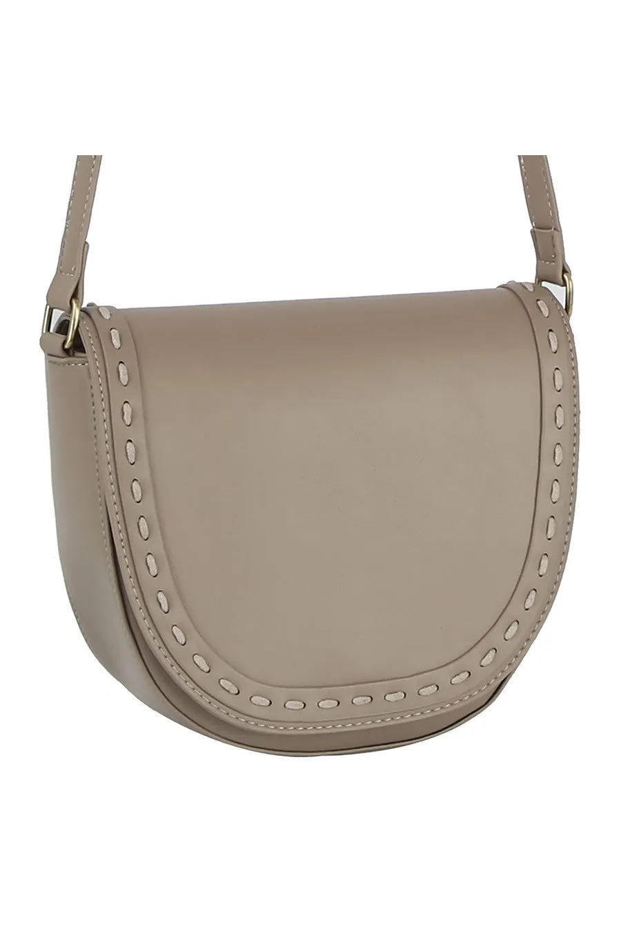 Stitch Flap Saddle Crossbody Bag
