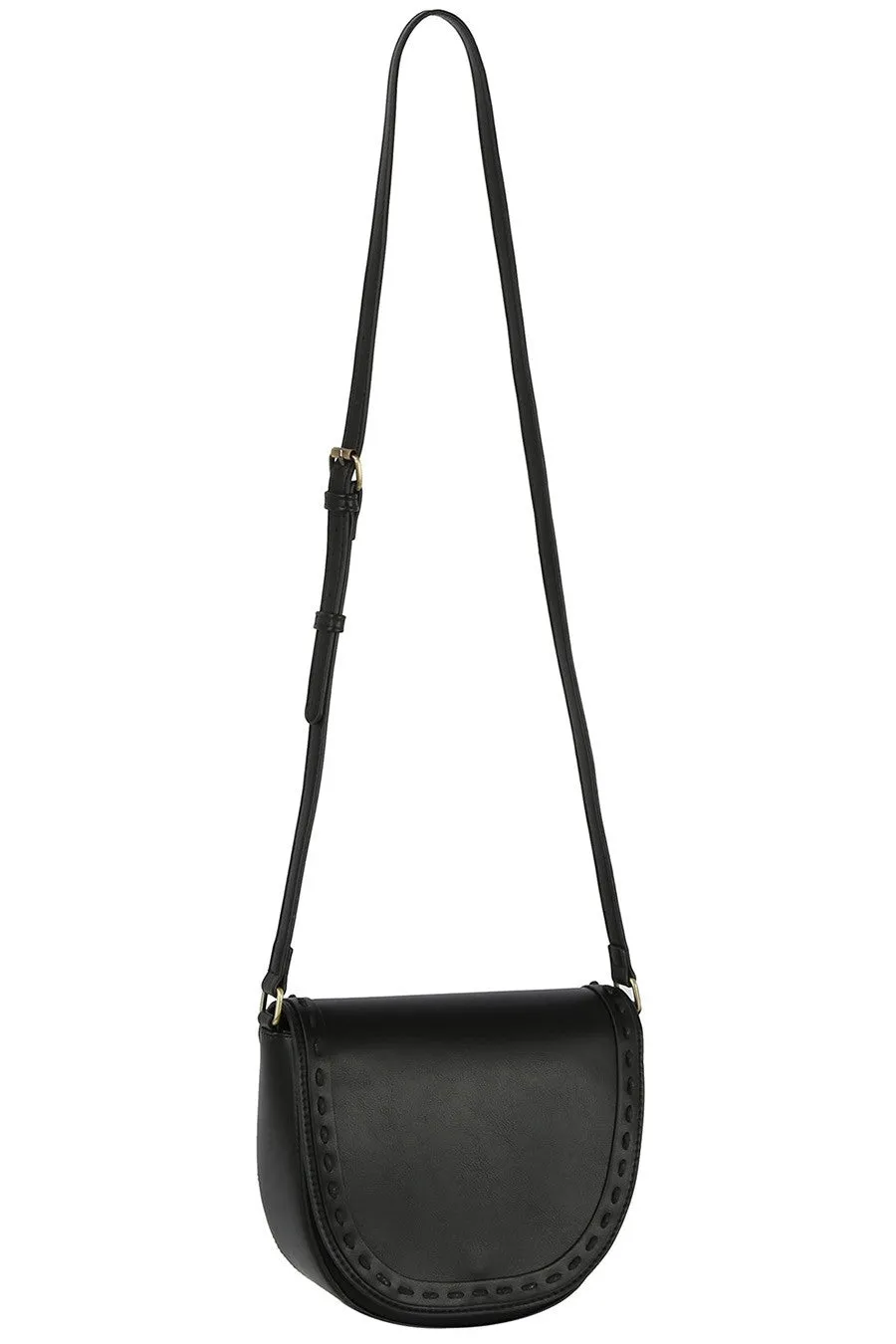 Stitch Flap Saddle Crossbody Bag