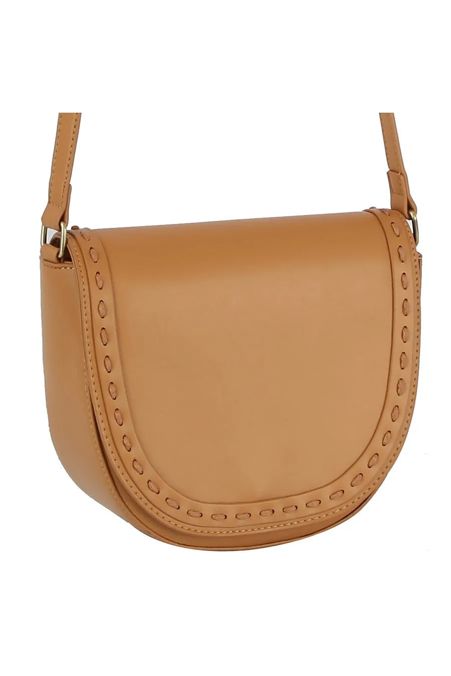 Stitch Flap Saddle Crossbody Bag